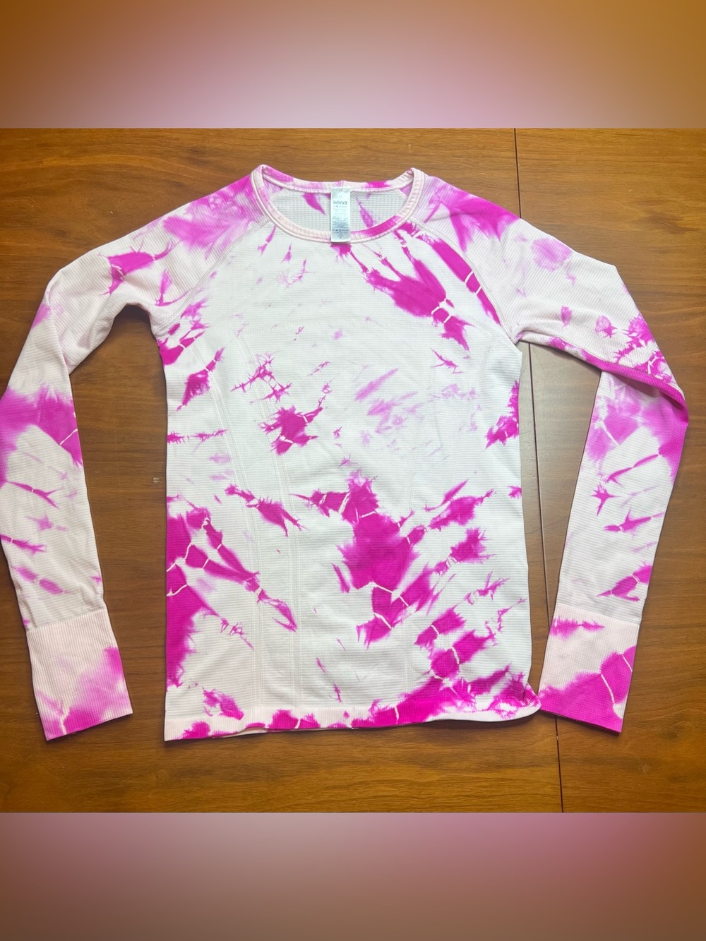 Ivivva by Lululemon Swiftly Fly Tech Long Sleeve Shirt Pink Tie Dye Size 12